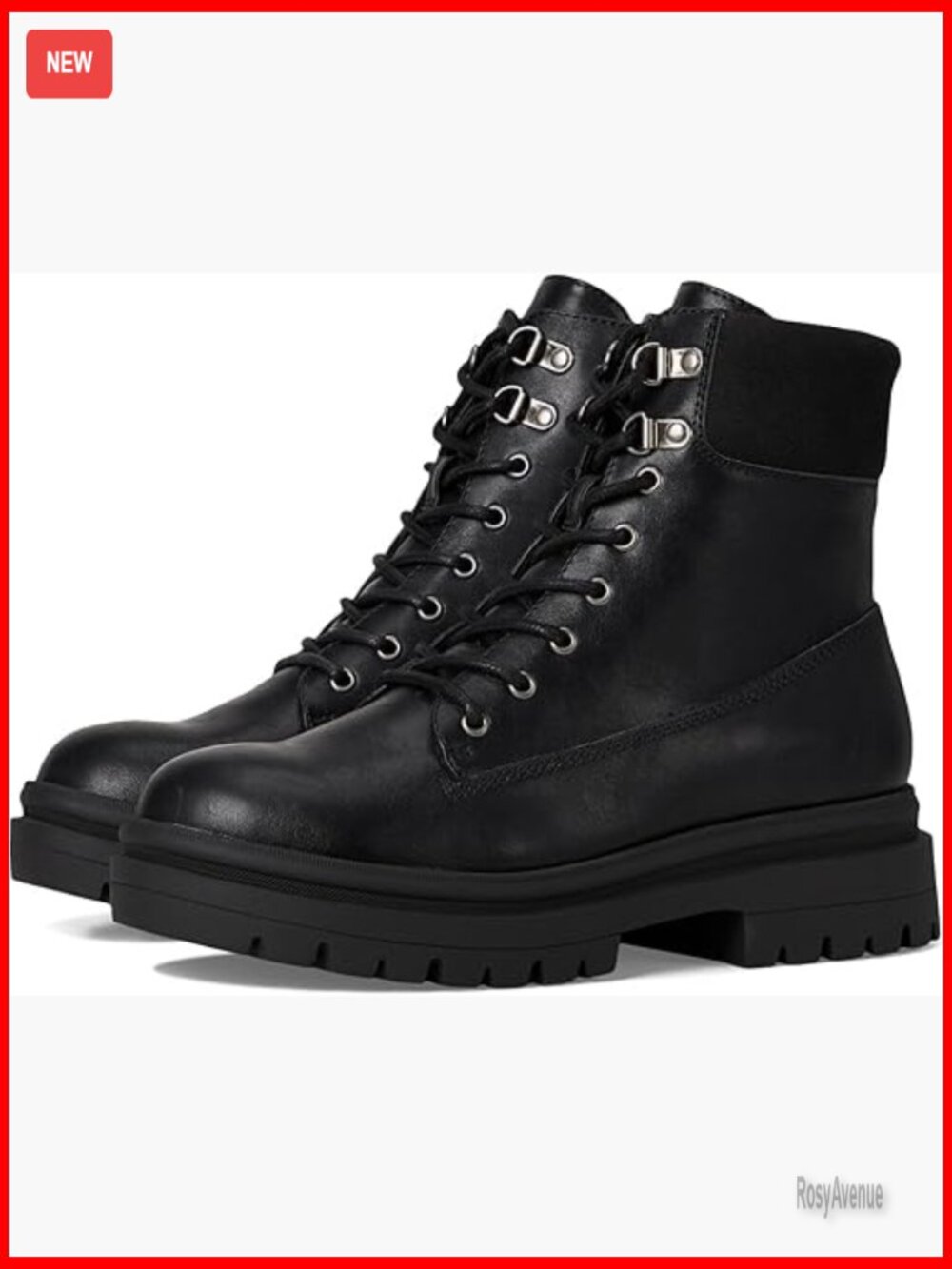 Combat Boots with Lug Sole and Buckle Detail, Platform Heel, Lace-Up Closure
